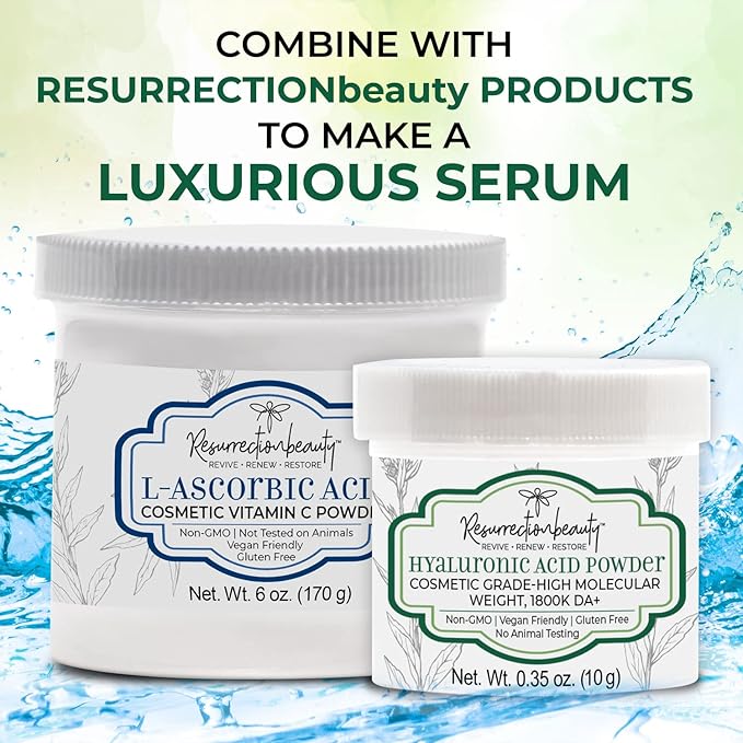 100% Pure L-Ascorbic Acid (Cosmetic Vitamin C Powder for Face) to Make Your Own Premium Beauty Serum, Skincare Mask Treatment, Hyaluronic Serums with Vit C & DIY Facial Skin Care Products 6 OZ