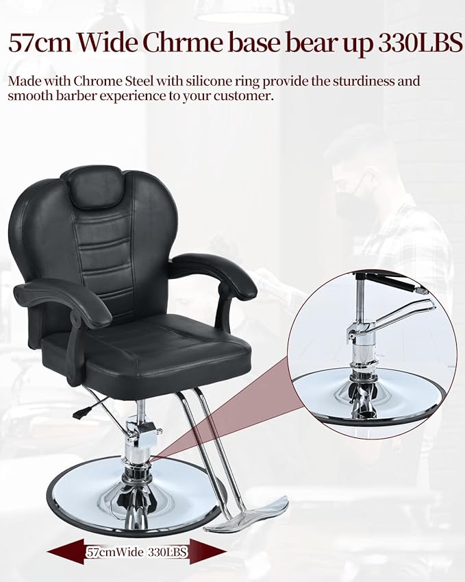 Barber Chairs for Barbershop,Reclining Salon Chairs for Hair Stylist with Heavy Duty Hydraulic Pump/Headrest/Footrest,360° Rotation, Tattoo Chair Shampoo Equipment for Beauty Shop