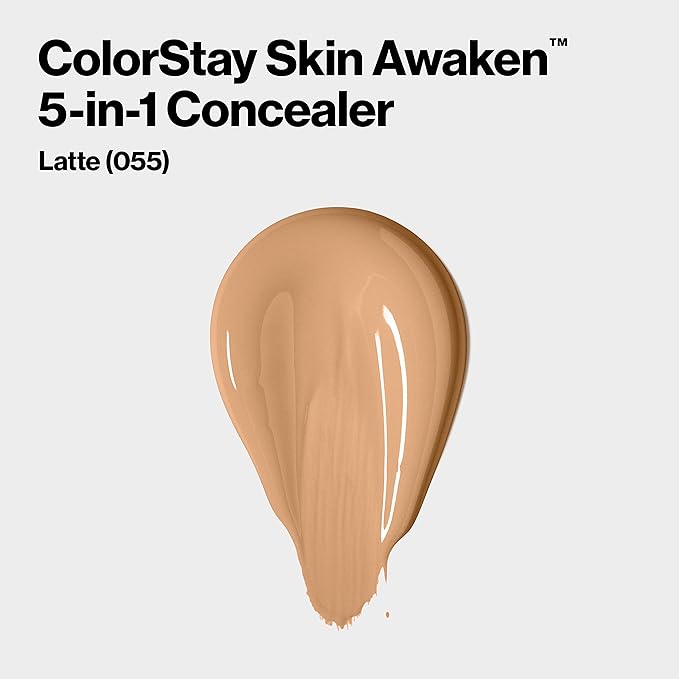 Revlon ColorStay Skin Awaken 5-in-1 Concealer, Lightweight, Creamy Longlasting Face Makeup with Caffeine & Vitamin C, For Imperfections, Dark Circles & Redness, 055 Coffee, 0.27 Fl Oz