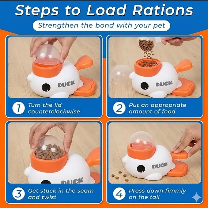 Anxuyixin2-in-1 Duck Shaped Interactive pet Puzzle Toy, Slow Food Dispenser (White Duck and Blue Bird Shaped with Buttons), cat and Dog Snack Dispenser Feeding Toy