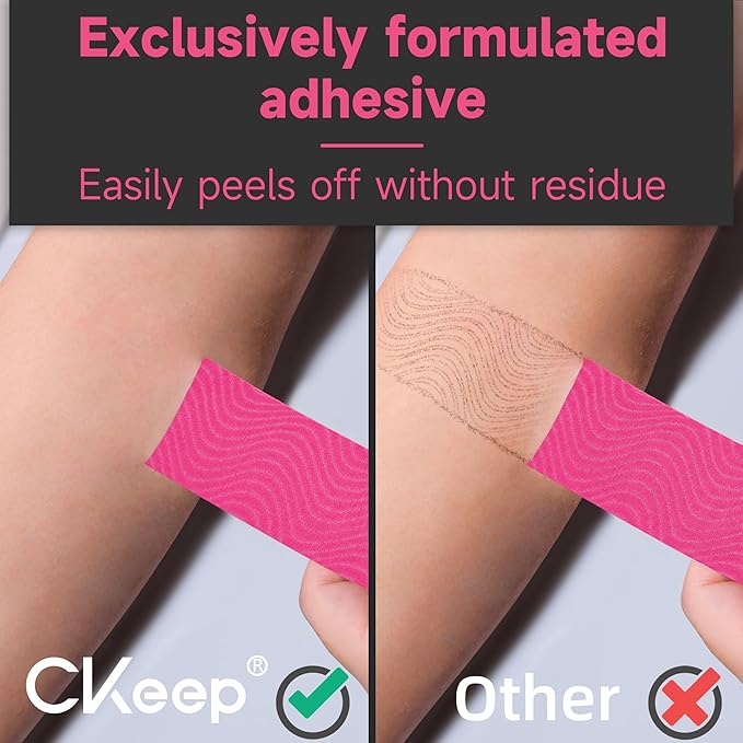 CKeep Kinesiology Tape, Uncut 2 Rolls, Original Cotton Elastic Premium Athletic Tape,Latex Free Hypoallergenic, 2inch x 16ft, Pink