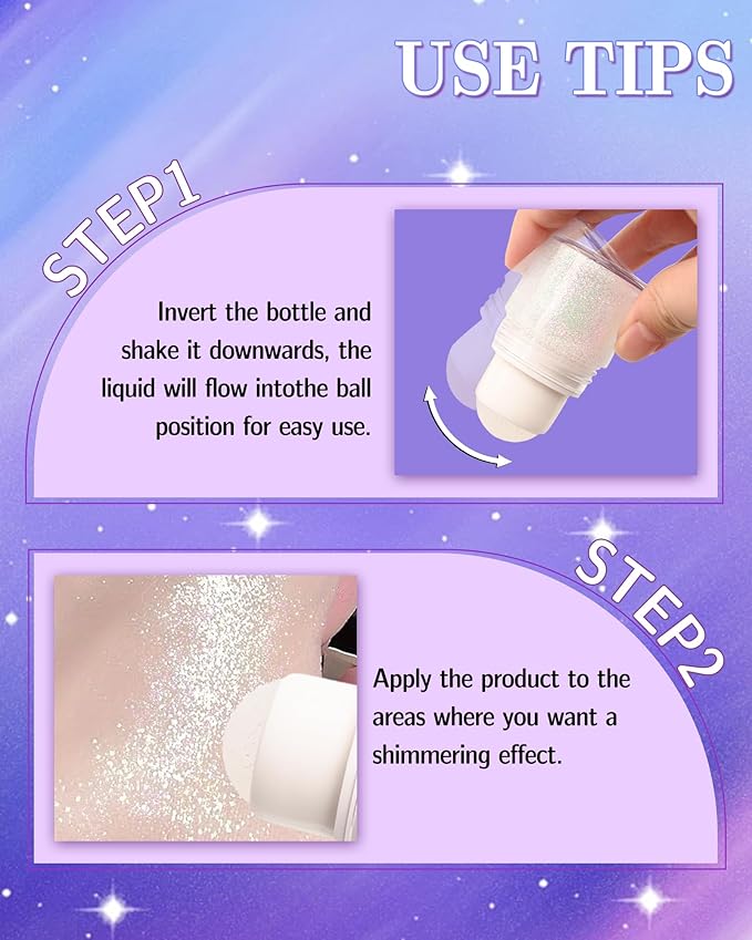 Roll-on face Body Glitter Gel, Holographic Gold Long Lasting Body Glitter Gel for Face Hair, Mermaid Makeup Chameleon Shimmer Sequins, Christmas Festival Party Rave Accessories for Women Gifts-07