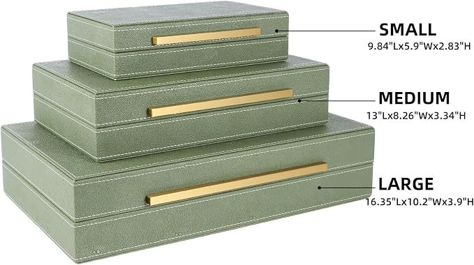 Shagreen Box, Decorative Storage Boxes with Lids, Faux Shagreen Decorative Box for Stacking Jewelry, Photo, Memory, Storage Boxes, Set of 3
