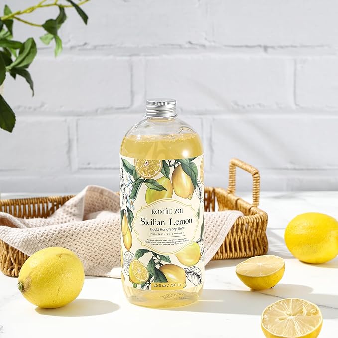 ROMIIE ZOI Liquid Hand Soap Refills, Lemon, Gentle & Moisturizing Formula, 750 ML/ 26 FL OZ