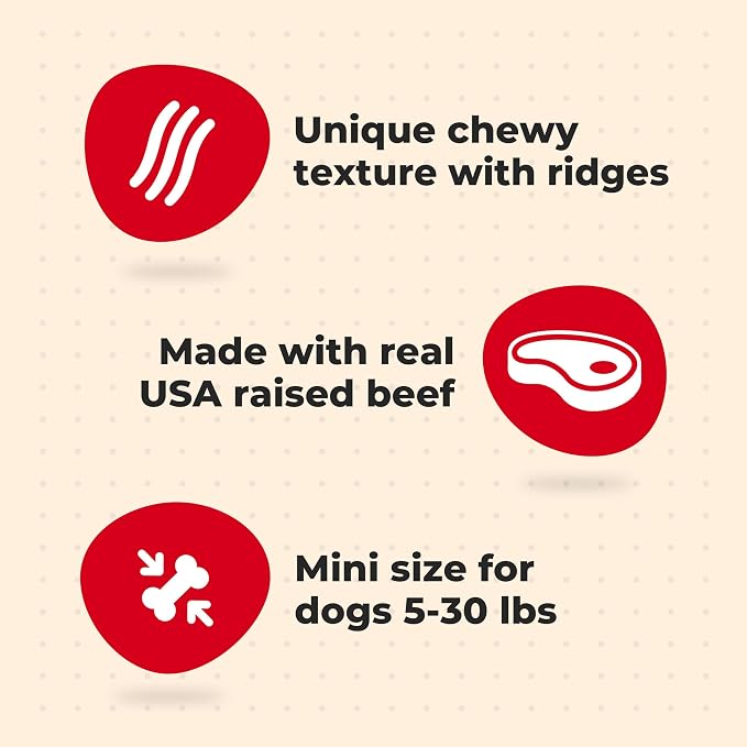 Milk-Bone Comfort Chews With Real Beef, 30 Mini Dog Chews | 5 (6-count) bags, For dogs 5-30 lbs., Rawhide-free dog chews, Unique chewy texture, Made with real beef