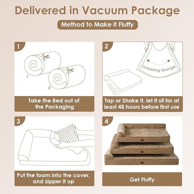 EHEYCIGA XXL Dog Bed Memory Foam, Orthopedic Giant Dog Bed Jumbo with Washable Removable Cover, Waterproof Pet Sofa Couch with Nonskid Bottom, 48x35x7.5, Camel | Washable Removable Cover, Waterproof Flat Pet Sofa Couch with Nonskid Bottom, 48x35x7.5
