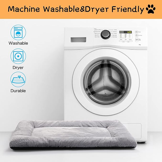 Dog Crate Pad Washable Dog Bed for Crate Medium Cozy Mat 30-Inch Gray | Ultra Soft Kennel Pad,Anti-Slip Bottom,Fits for Most Metal Crates,Comfortable Sleeping Pet Mat