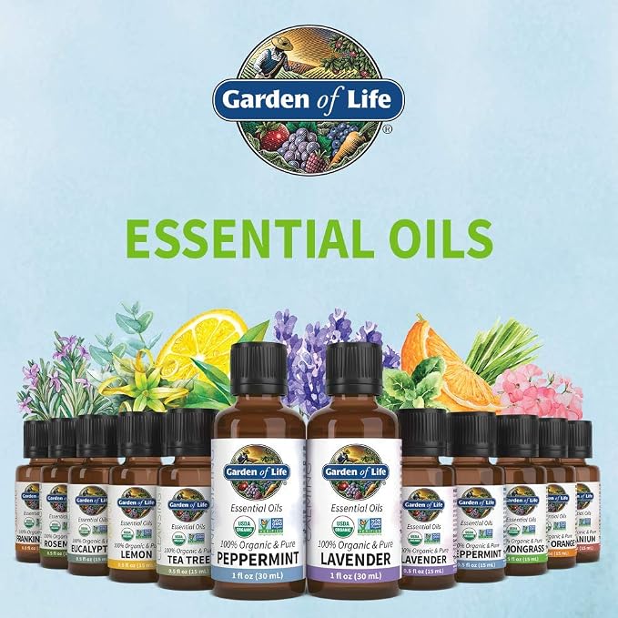 Garden of Life Lemongrass Essential Oil – 100% Pure Essential Oil for Diffuser, Aromatherapy, Meditation, Cleansing and Relaxing, USDA Organic, Non-GMO, 0.5 fl oz