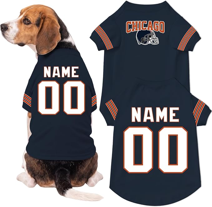 Chicago Dog Clothes Personalized Pet Jersey T-Shirt Custom Name Number