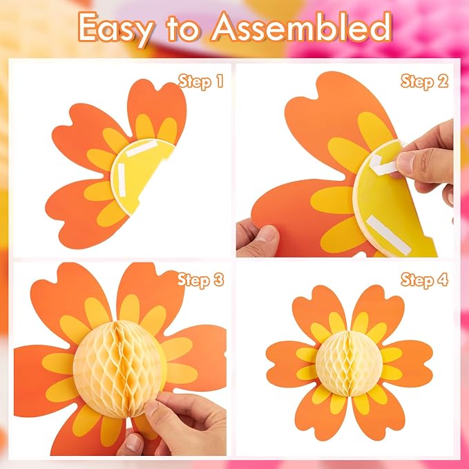 SUNBEAUTY 9 PCS Pastel Flower Party Decorations Hanging Paper Flowers Honeycomb for Women Birthday Spring Easter Wedding Garden Tea Party Baby Shower