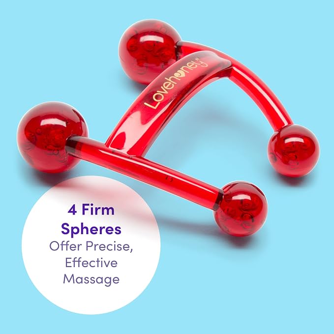 Lovehoney Cherry Flavored Massage Oil 1 fl oz & Red Handheld Body Massager Tool | Relaxation Massage Bundle
