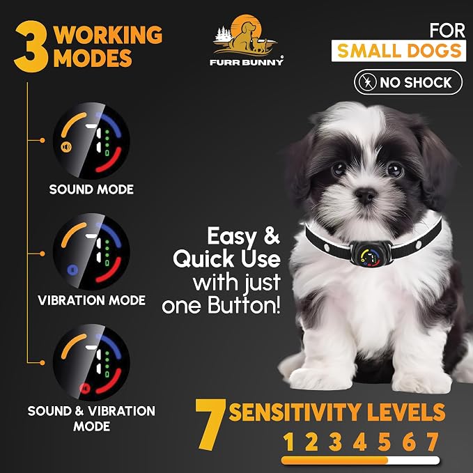 2026 Upgraded Intelligent Dog Bark Collar for Small and Medium Dogs - Beep, Vibration and 7 Sensitivity Levels Adjustment - No Shock Collar, Humane Training