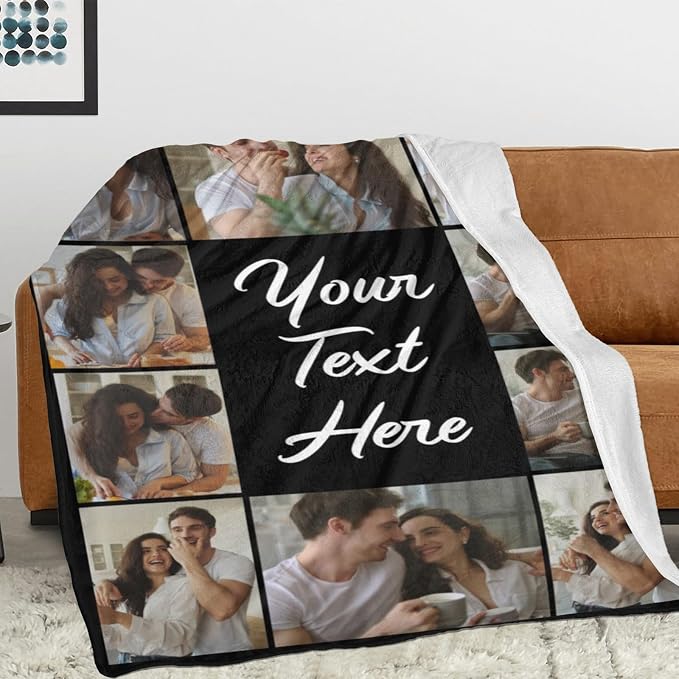 Personalized Blanket with Picture Text, Custom Mom Blanket With Photos | Personalized Mother's Day Fathers Day Christmas Birthday Gifts for Mom Girlfriend Boyfriend Wife Husband Her/Him