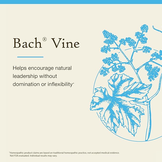 Bach Original Flower Remedies, Vine - Motivate Not Dominate - Natural Homeopathic Flower Essence for Emotional Balance - Vegan, Gluten Free, Sugar Free - 20mL Dropper