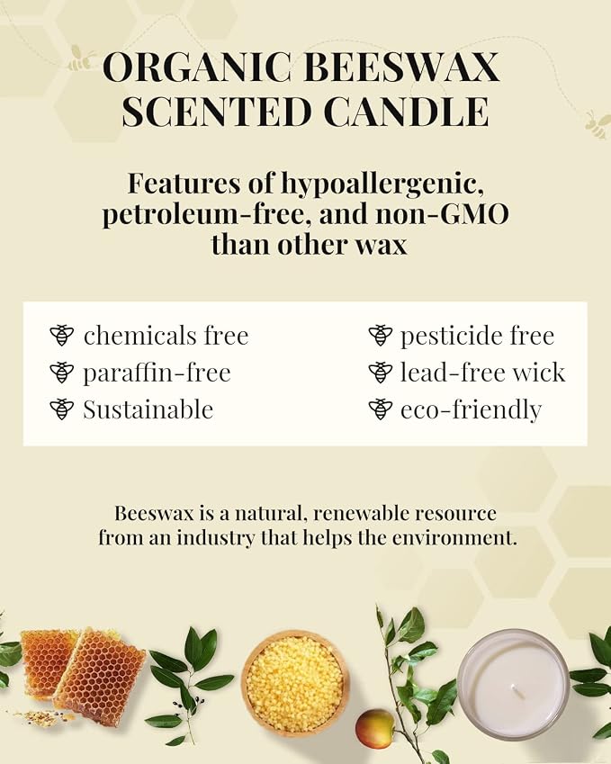 Candles for Home Scented, Beeswax Fall Scented Candles Gift Set for Men, Highly Scent Luxury Holiday Aromatherapy Candles for Valentine Birthday, 4-Pack 2.6oz Long Lasting Up 80 Hours