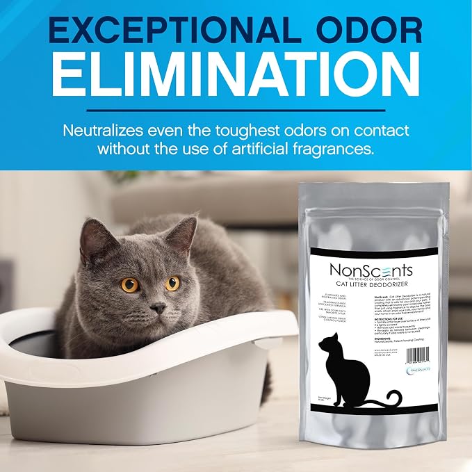 Nonscents Cat litter Deodorizer - Odor Eliminator - 8 Pound Bag | Extends Litter Lifespan, Reduces scooping, Fragrance-free, Unscented, Odor Neutralization, Long-lasting, Non-toxic