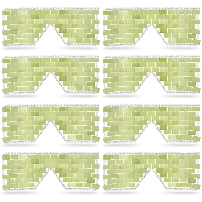 Chicingyou 8 Pcs Jade Eye Mask Bulk with 100% Real Jade Reusable Facial Cooling Mask with Beads for Hot and Cold Therapy to Reduce Wrinkles Puffiness Migrained and Anti-aging (Light Green)