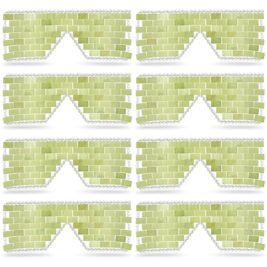 Chicingyou 8 Pcs Jade Eye Mask Bulk with 100% Real Jade Reusable Facial Cooling Mask with Beads for Hot and Cold Therapy to Reduce Wrinkles Puffiness Migrained and Anti-aging (Light Green)