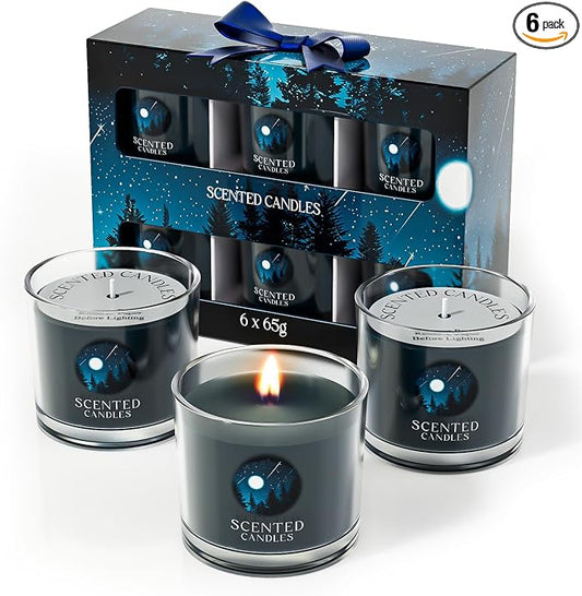 CHILLFLAME Scented Candles Gifts for Men, Candles Gift Set for Him, 6 Scented Candles for Dad, Teacher, Birthday Gifts for Men/Women (Black, 14 oz)