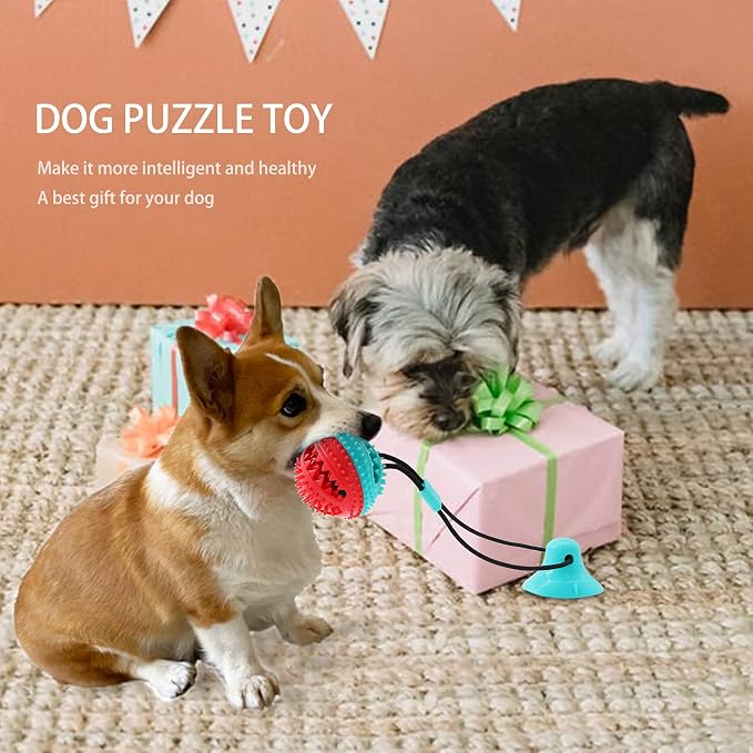 Askhald Dog Toys Chew Toys for Aggressive chewers, Puppy Training Treats Teething Rope Toys for Boredom Dog Puzzle Treat Food Dispensing Ball Toys for Puppies Teething (Blue)
