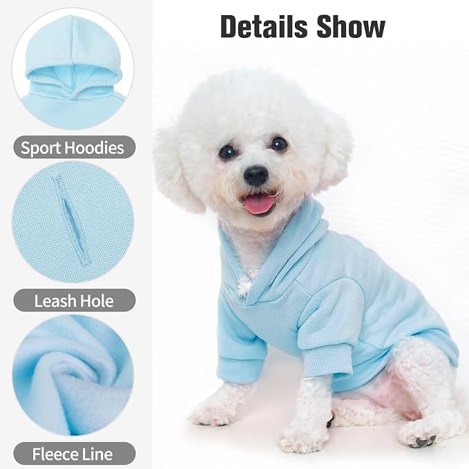 BINGPET Dog Hoodie for Medium Dogs, Soft Pullover Pet Sweater | Warm Dog Sweatshirt Clothes, Winter Hooded Outfit for Girl Boy Dogs Puppy, French Pitbull Cold Weather Coats Wear, Blue M