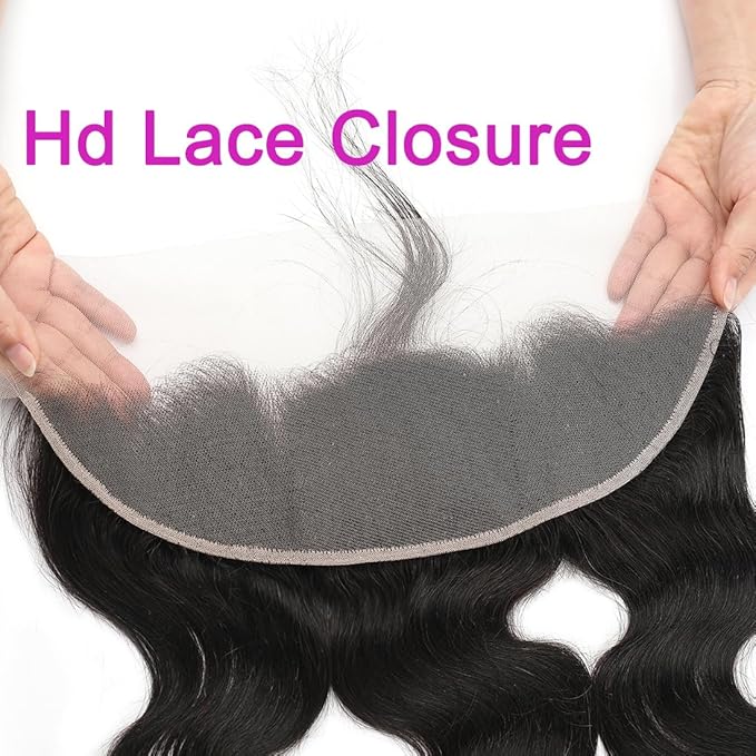 13x4 Skinlike HD Lace Frontal Closure Body Wave Human Hair Ear to Ear Frontal 20inch Brazilian Straight Virgin Hair Pre Plucked Natural Hairline Nature Black