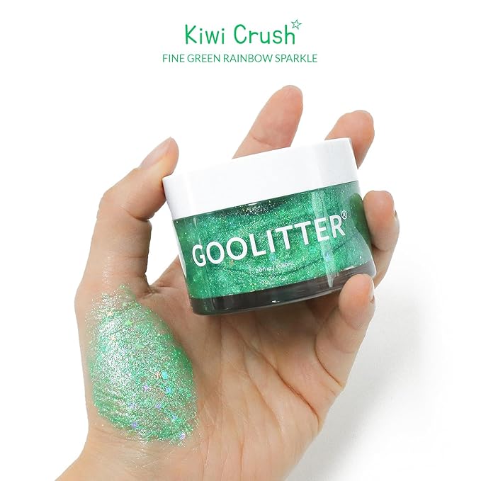 Face, Body & Hair Holographic Green Glitter Gel [Kiwi Crush] 2oz (60mL) | Fine | K-Beauty | Halloween, Festival, EDM, Rave, Party, Concert, Costume Makeup | Vegan, Cruelty Free