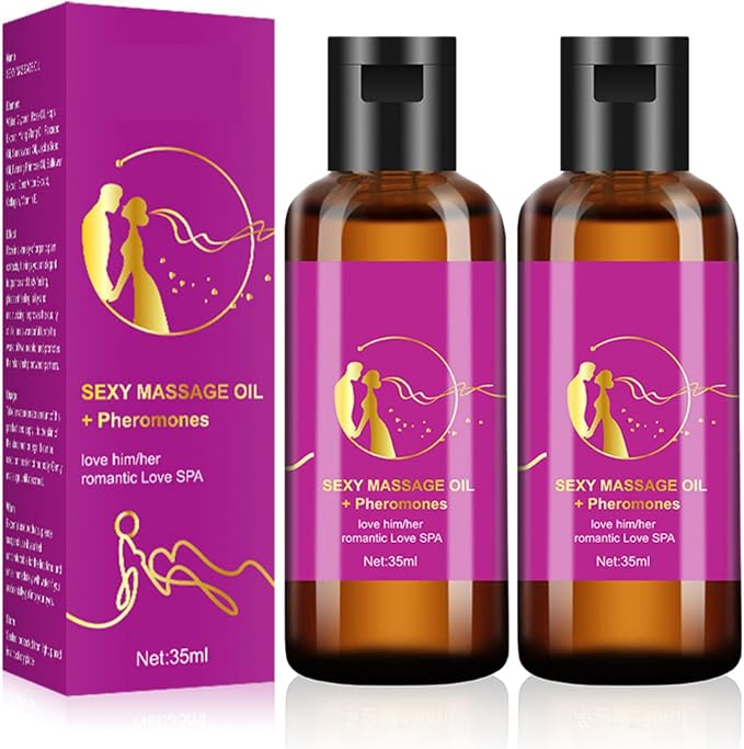 Massage Oil for Couples, Pheromones Massage Oil Lover Spa for Women and Men, Romantic Love Him/Her 1.18 Fl oz Sample (2)