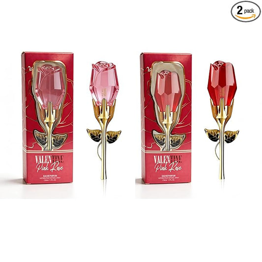 A CENTER Valentine Pink Rose 2-Piece Fragrance for Women 1.7 Fl Oz Each | Long Lasting Oriental Floral Perfume | Elegant Size Eau de Parfum Duo | Cologne Gift Daily Use