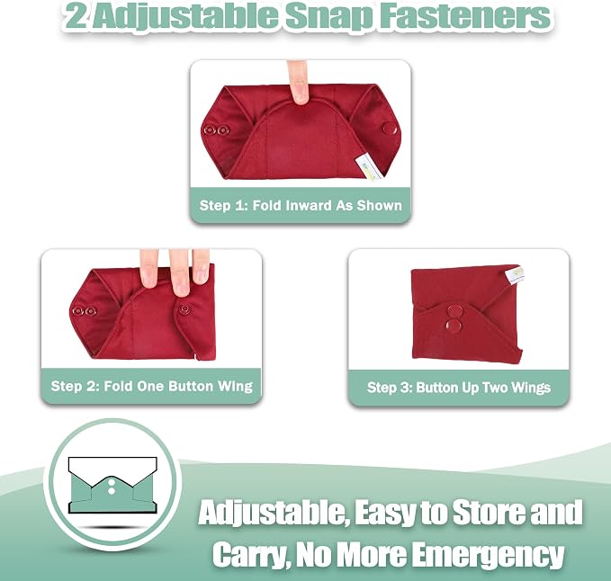 Wegreeco Cloth Menstrual Pads - Soft Washable Pads for Women - Reusable Panty Liners for Women - 6 Pack with 1 Cloth Mini Wet Bag (Small, Burgundy)