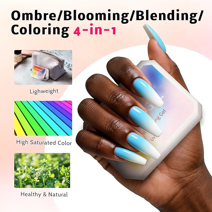 Christmas Gel Polish, 9 Colors Ombre Patting Gel Nail Polish Palette 100 Sponges 6 Brushes 1Grabber, Blending Color Gradient Painting Nails Art, No Wipe, UV/LED Cured (Set 04)
