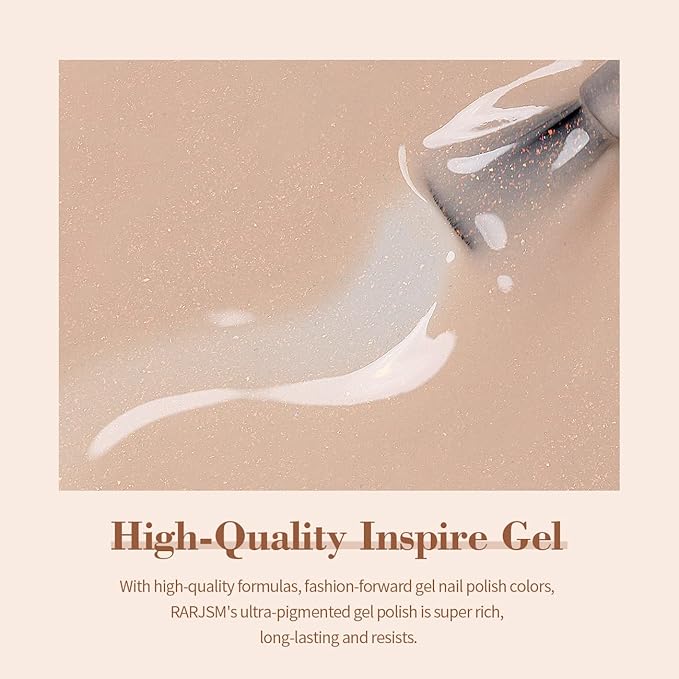 RARJSM Gel Nail Polish Nude Glitter Pale Ivory Sparkle Holographic Rainbow Chunky Red Shimmery Iridescent Jelly Nude Skin Tone Gel Polish Single Bottle Soak off UV LED Cured for Home Salon 15ML