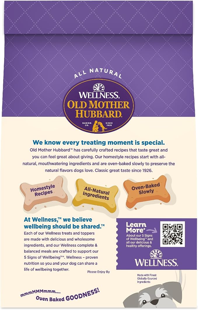 Wellness Old Mother Hubbard Classic Original Mix Dog Biscuits, Natural Training Treats, 4 Flavors, Mini Size, 3.8 lb Bag