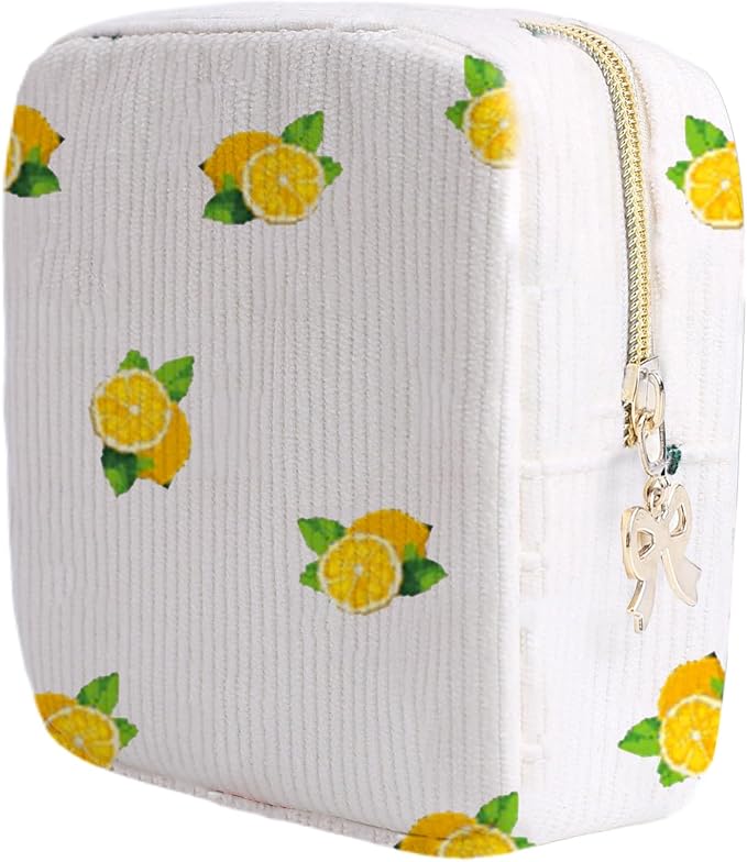 Period Bag for Women, Portable Corduroy Sanitary Napkin Storage Bag Strawberry Period Pouch with Zipper, Sanitary Pads Bag Tampons Holder for Purse, First Period
