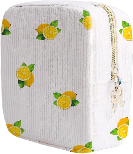 Period Bag for Women, Portable Corduroy Sanitary Napkin Storage Bag Strawberry Period Pouch with Zipper, Sanitary Pads Bag Tampons Holder for Purse, First Period