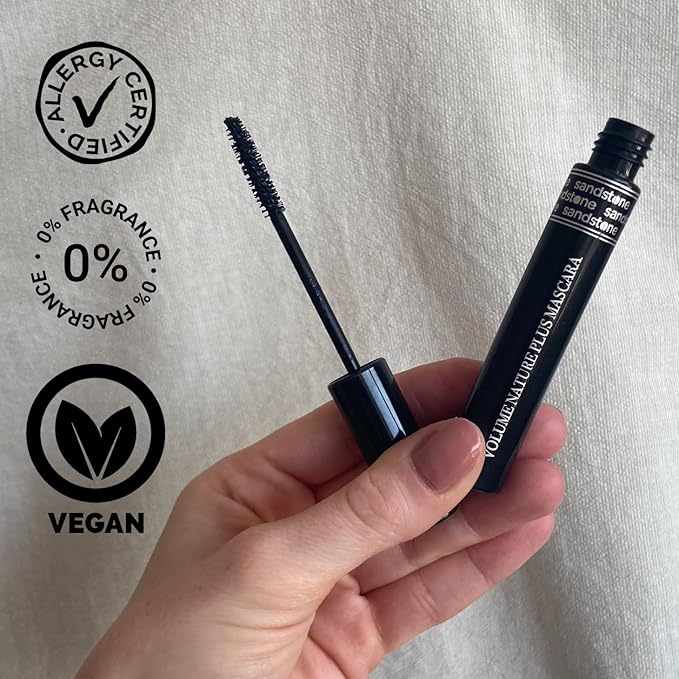 Sandstone Scandinavia Volume Nature Plus - Hypoallergenic Mascara Sensitive Eyes - Smudge- & Sweatproof, Volume and Lengthening - Allergy tested - Vegan - Non Toxic
