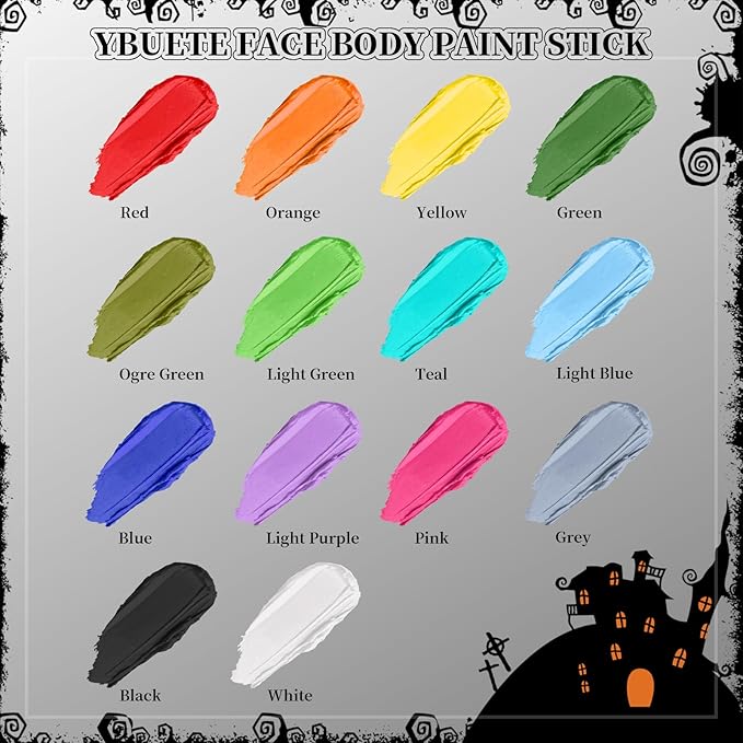 Grey Face Body Painting Stick, Professional Grey Full-coverage Cream Face Paint for Halloween SFX Zombie Grayscale Cosplay Makeup, Washable Eye Body Stick for Adult Costume Party