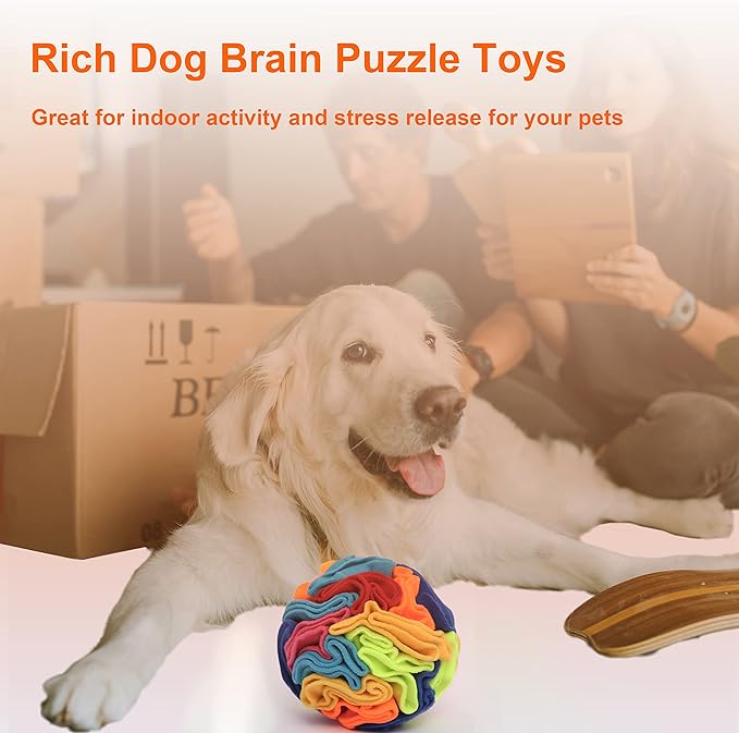 Ablechien Snuffle Ball - Snuffle Ball for Dogs, Interactive Dog Toys to Keep Them Busy, Puppy Dog Puzzle Toy with Storage Bag Machine Washable