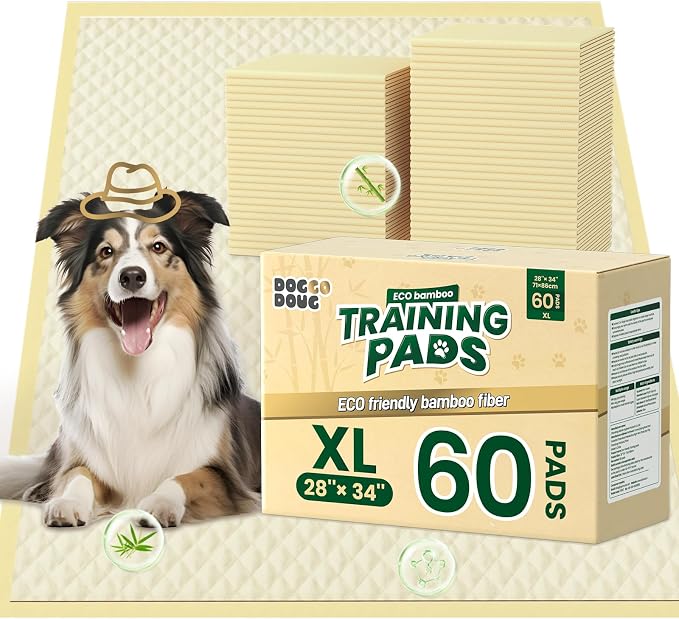 Bamboo Puppy Pads X-Large 28"x34" 60 Count with Adhesive Tabs