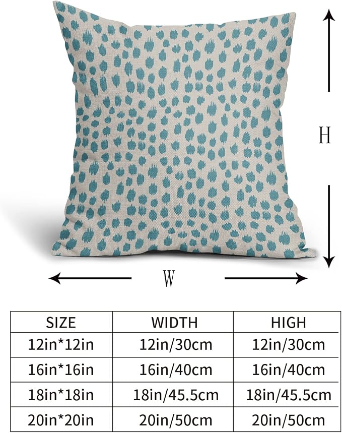 Aqua Cream Pillow Covers 16x16 Set of 2 Boho Design Polka Dot Throw Pillows Modern Brush Strokes Print Decorative Outdoor Pillowcase Square Cushion Cover Linen Pillow Case for Home Sofa Couch Bed