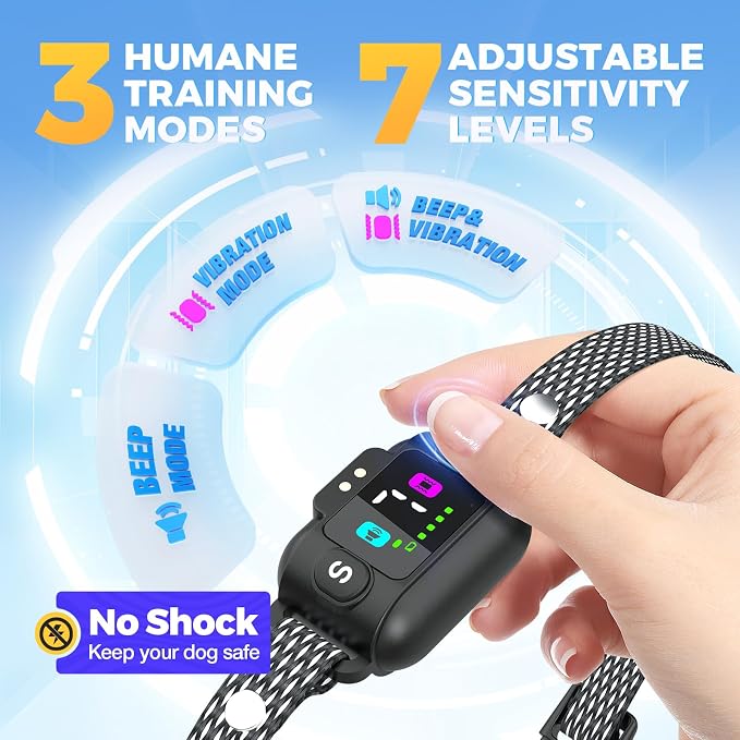 PcEoTllar bark Collar for Small Dogs, Beep & Vibration Mode, Waterproof