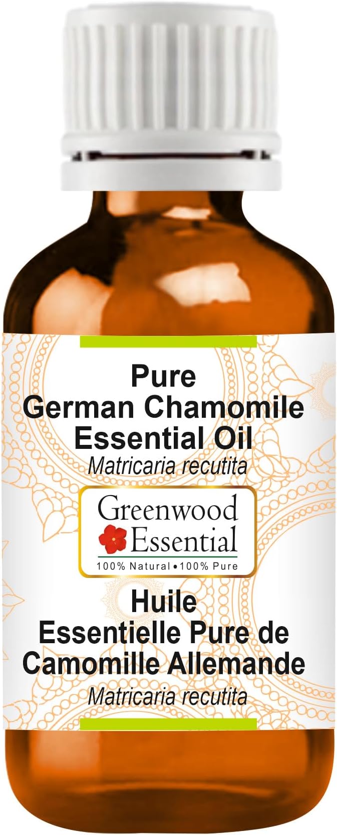 Greenwood Essential Pure German Chamomile Essential Oil (Matricaria recutita) Steam Distilled 10ml (0.33 oz)