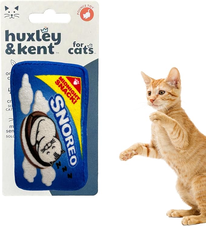 Huxley & Kent Plush Cat Toy - Interactive Catnip Toy for Cats & Kittens - Soft with Crinkle & Catnip - Fun Indoor Play - Snoreo Cookies