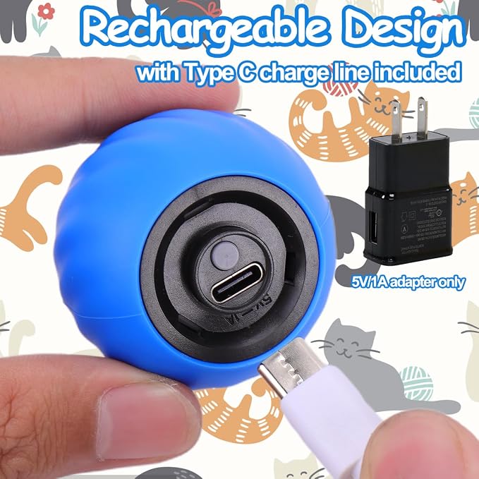 Mity rain Interactive Cat Toy Ball, Rechargeable Cat Toys for Indoor Cats