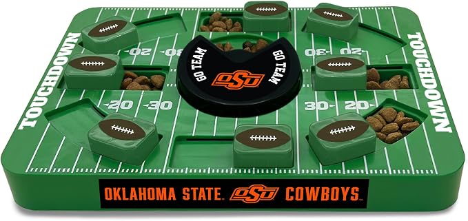 Pets First NCAA Oklahoma State Large Puzzle Toy, New Size, Interactive Dog Treat & Slow Feeding Toy