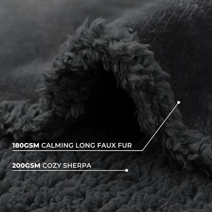 Luciphia Waterproof Bed Blanket Washable,Soft Sherpa Fleece Puppy Reversible Throw Blankets for Small Medium Dog Cat,Furniture Cover Protector Couch Bed from Liquid Pee and Pet Fur, Black,57" x 40"