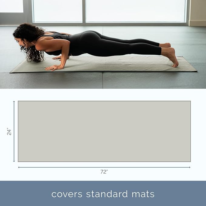 S&T INC. Yoga Mat Towel with Non-Slip Grip, Enhanced Silicone Grip, Soft and Absorbent for Gym, Pilates, and Hot Yoga Mat, 1 Pack, 24 inches x 72 inches, 340GSM, Grey