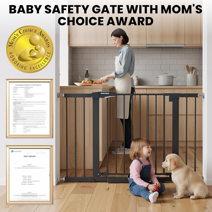 Mumeasy Baby Gate for Stairs, 29.7-46" Walk Through Dog Gate Indoor