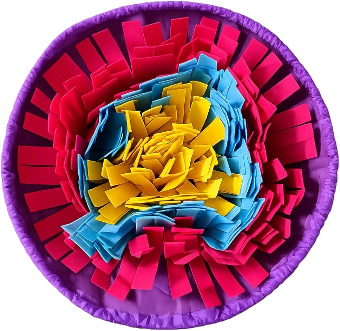 Snuffle Mat for Dogs, Multicolor Dog Enrichment Feeding Mat 19 Inch, Interactive Nose Work Sniff Mat for Dogs Puzzle Toy for Mental Stimulation, Slow Feeding and Anti-Boredom