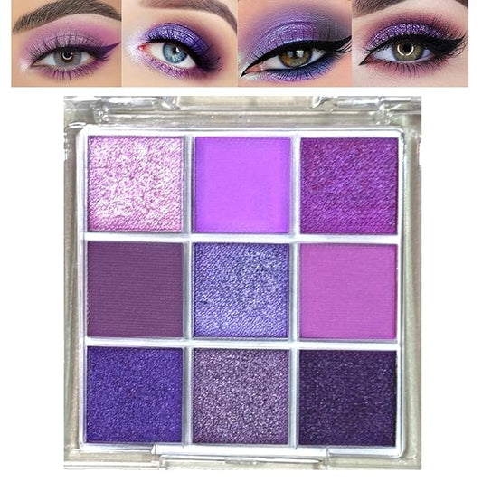 9 Colors Purple Tan Grape Shimmer Matte Eyeshadow Palette, Pearl Glitter Shimmer Matte Nude Neutral Shades, High Pigmented Waterproof Grape Plum Pink Lavender Eyeshadow, Bright Sombras De Ojos